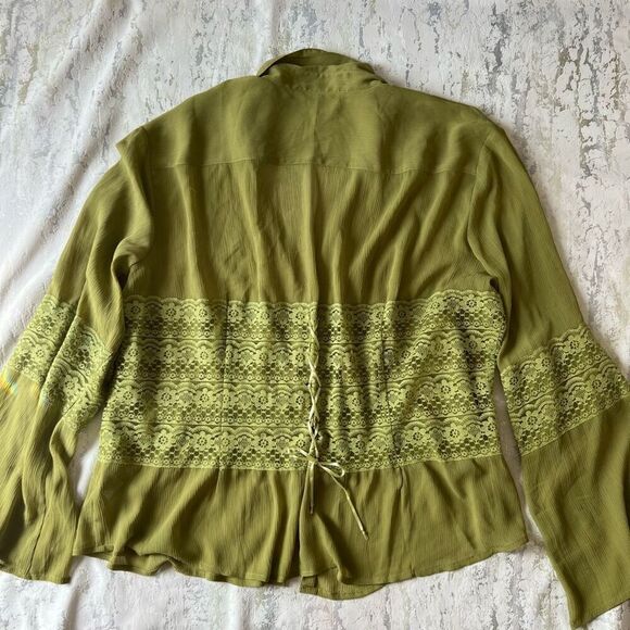 Dress you II 90s Y2K Beaded front crepe long sleeve blouse - Picture 16 of 16